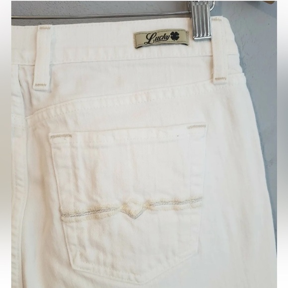 Lucky Brand Sheffield Sweet N Low White Bootcut Jeans Women 16 / 33 spot in pics - Picture 4 of 16